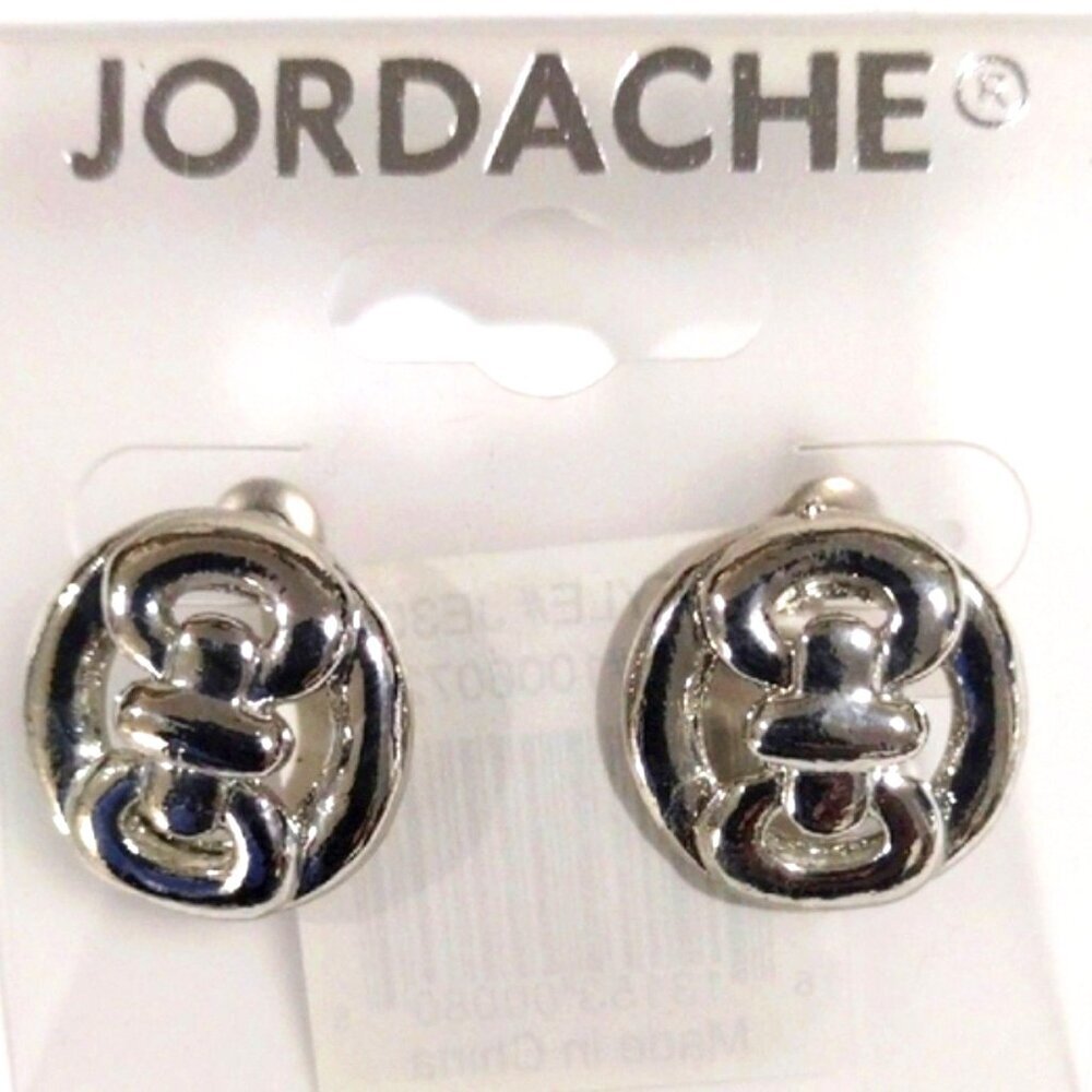 ✨ Jordache Silver tone Circle Design Post Earrings -  Elegant Women's Jewelry